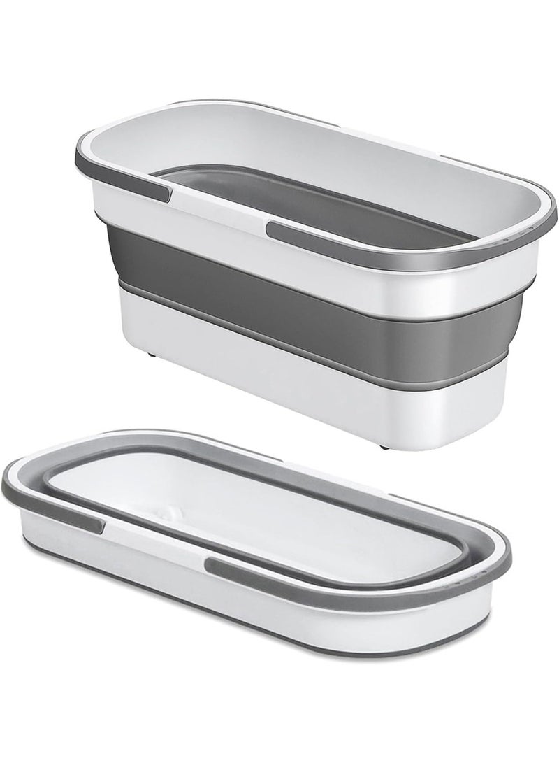 LYNLYN Large Collapsible Mop Bucket with Wheels, Rectangular Folding Cleaning Tub 21 in Wide Opening, TPR and PP BPA-Free Portable Rolling Bucket for House Cleaning, Camping, RV & Storage - Image 5